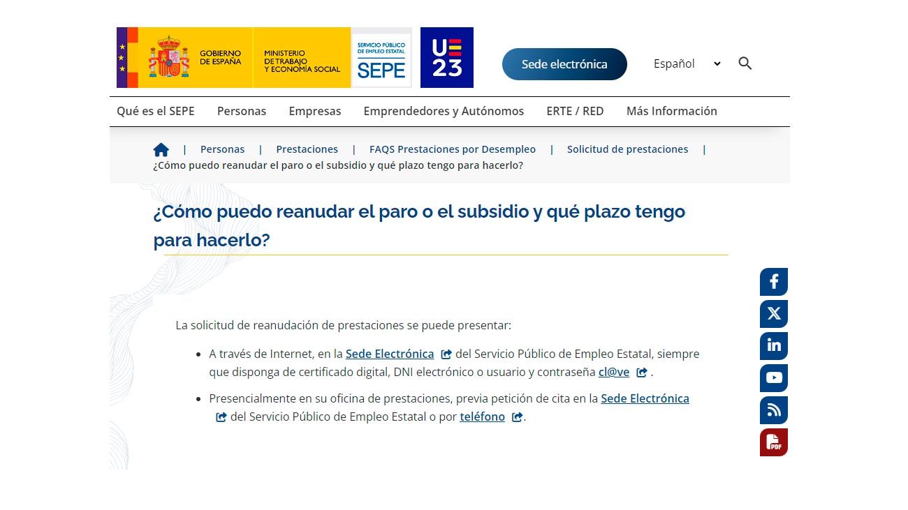 Qué tengo que hacer para reanudar el paro
